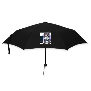 Racoon Playing Computer Games - Umbrella (small) - black - Front