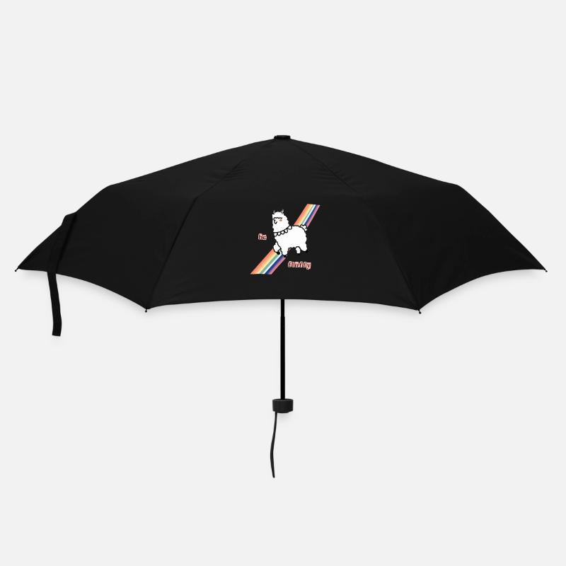 Flauschiges Alpaka - Regenschirm (klein) - Schwarz