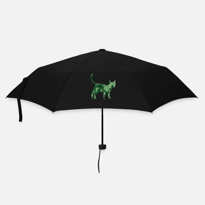 marmorierte Katze - Fantasiekatze - Regenschirm (klein) - Schwarz