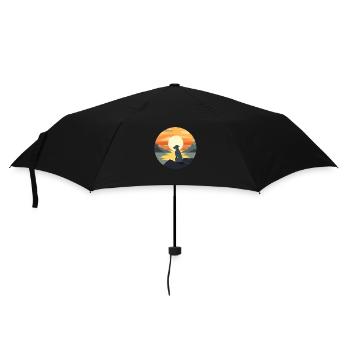 Chien au coucher du soleil sur l’eau - Parapluie standard - noir - Devant