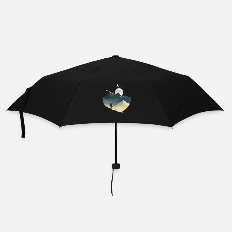 Routards en montagne, clair de lune - Parapluie standard - noir