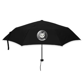 Cat as graphic Low Poly Art Circle black and white - Umbrella (small) - black - Front