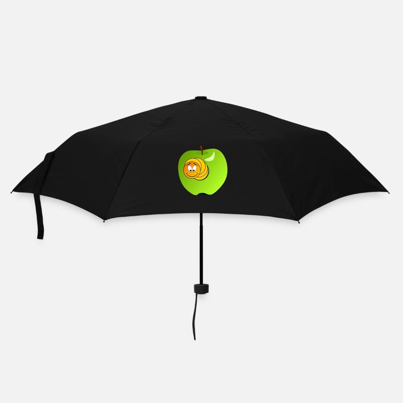 Chenille drôle dans une pomme verte - Parapluie standard - noir