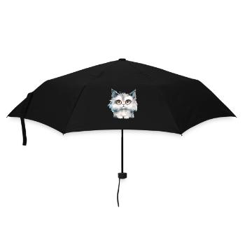 Norwegische Waldkatze Wasserfarben Zeichnung - Regenschirm (klein) - Schwarz - Vorne