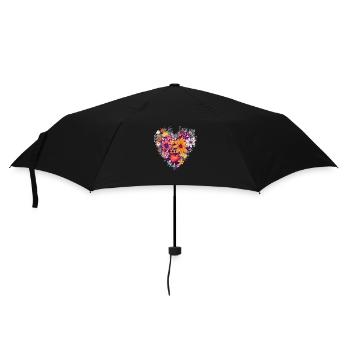 Herz aus Blumen - Regenschirm (klein) - Schwarz - Vorne