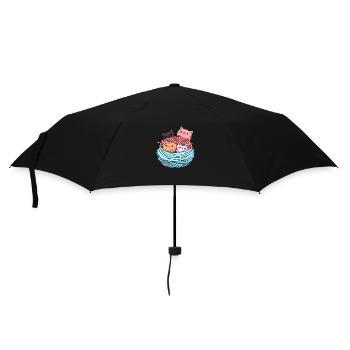 Kawaii cats play with yarn ball - Umbrella (small) - black - Front