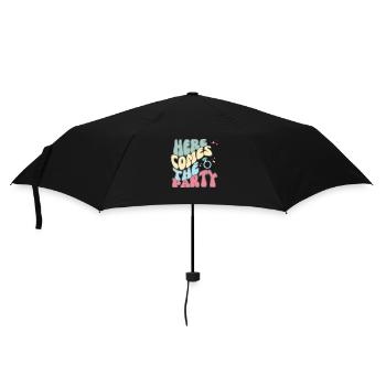 Hier kommt das Party-Team der Braut - Regenschirm (klein) - Schwarz - Vorne