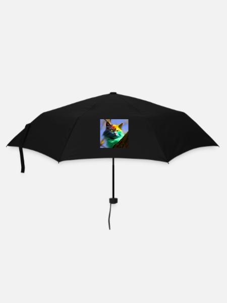 Chat multicolore sur un arbre - Parapluie standard - noir