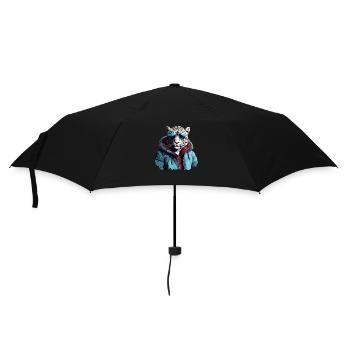 Streetstyle Schneeleopard | Leoparden-Liebhaber - Regenschirm (klein) - Schwarz - Vorne