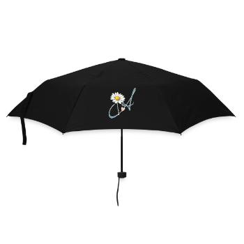 Buchstabe A Gänseblümchen Herz - Regenschirm (klein) - Schwarz - Vorne