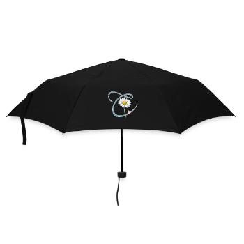 Letter C Daisy Heart - Umbrella (small) - black - Front