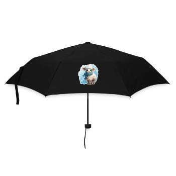 super süsses Schäfchen mit blauem Schal winterlich - Regenschirm (klein) - Schwarz - Vorne