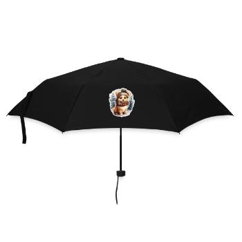 Bester Freund des Menschen im Winter - Regenschirm (klein) - Schwarz - Vorne