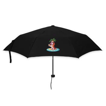 Beagle Dog Summer Beach Comic - Umbrella (small) - black - Front