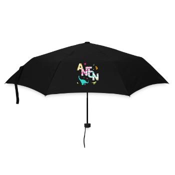 ANTON - Beau prénom de garçon avec dinosaure - Parapluie standard - noir - Devant
