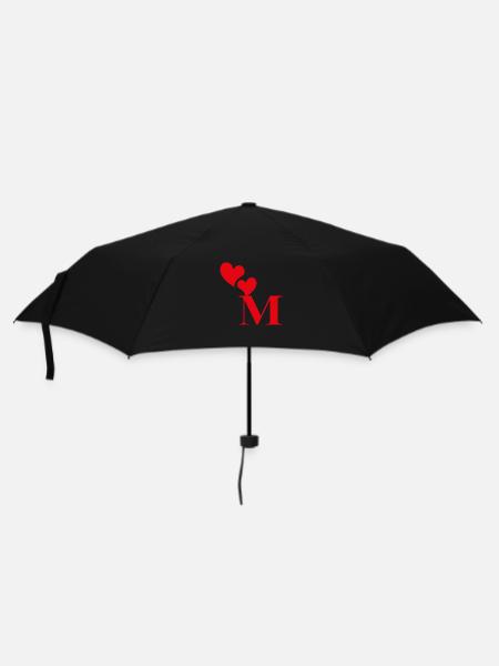 Buchstabe m rotes Herz - Regenschirm (klein) - Schwarz