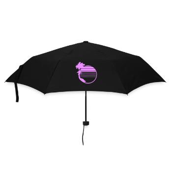 palmiers île arbres plage rayures mer voyage rose - Parapluie standard - noir - Devant