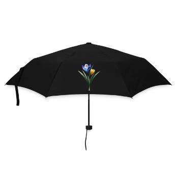 Bleu Jaune Crocus Fleur Printemps Fleur Floral - Parapluie standard - noir - Devant