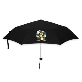 Trommelnder Gorilla - Regenschirm (klein) - Schwarz - Vorne