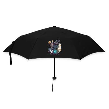 Katzen-Magier - Regenschirm (klein) - Schwarz - Vorne