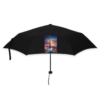 Grand gratte-ciel dans une ville - Parapluie standard - noir - Devant