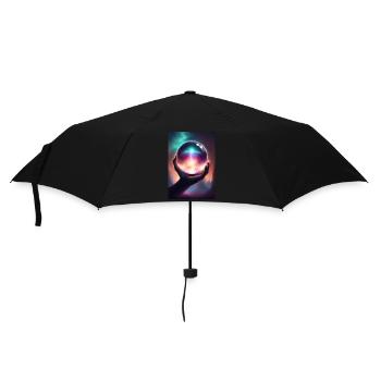 Magische Kristallkugel in der Hand - Regenschirm (klein) - Schwarz - Vorne