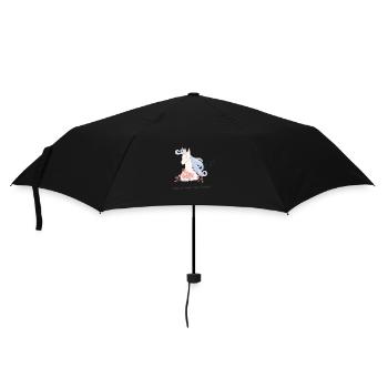 Einhorn liebt Blumen - Regenschirm (klein) - Schwarz - Vorne