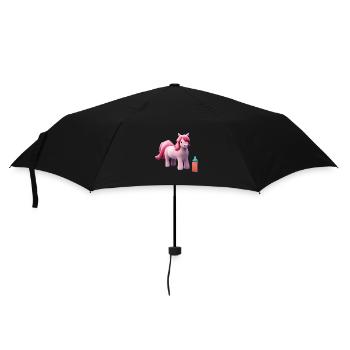 Pink Pony - Cartoon Character - Umbrella (small) - black - Front