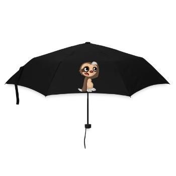 Nachdenkliches Comic Faultier - Regenschirm (klein) - Schwarz - Vorne