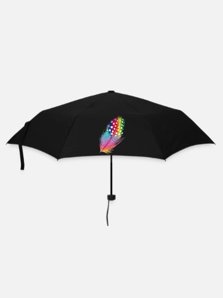 drawn and colorfulcolored guinea fowl feather - Umbrella (small) - black