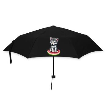 Wassermelone Wolf - Regenschirm (klein) - Schwarz - Vorne