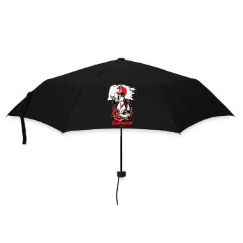Japan Samurai Anime - Regenschirm (klein) - Schwarz - Vorne