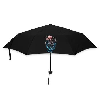 Pink blue octopus on a black background - Umbrella (small) - black - Front