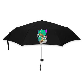 Katze Kitten Monster Cat - Regenschirm (klein) - Schwarz - Vorne