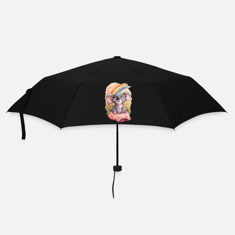 Regenbogen Koala - Regenschirm (klein) - Schwarz