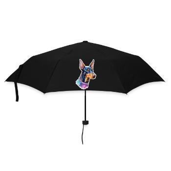 Dobermann Wasserfarben - Regenschirm (klein) - Schwarz - Vorne