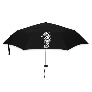 Niedliche Tattoo Seepferdchen Verkleidung - Regenschirm (klein) - Schwarz - Vorne