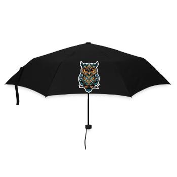 Eule Neo Traditional - Regenschirm (klein) - Schwarz - Vorne