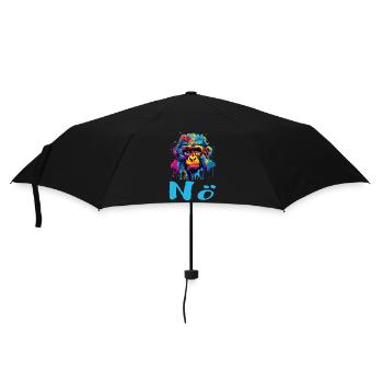 Cooler Affe "Nö" - Regenschirm (klein) - Schwarz - Vorne