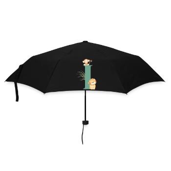 Lettre i vert animaux jungle - Parapluie standard - noir - Devant