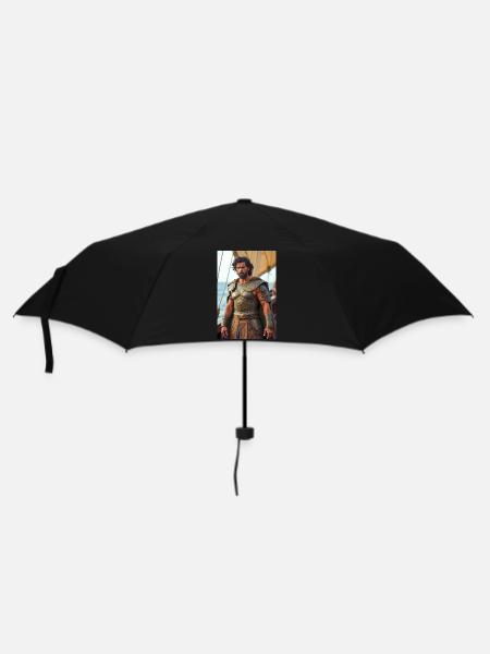 Ulysse, guerrier fort à la proue du navire, bec de cape - Parapluie standard - noir