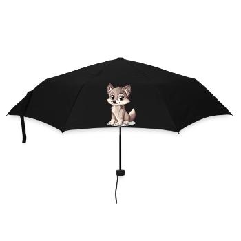 kleiner süßer Wolf - Regenschirm (klein) - Schwarz - Vorne