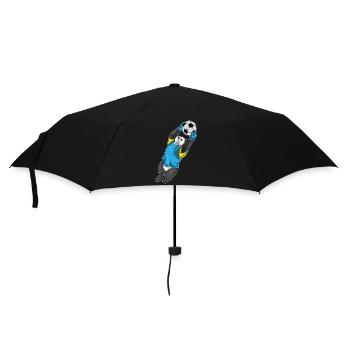 Panda Torwart Fußball - Regenschirm (klein) - Schwarz - Vorne