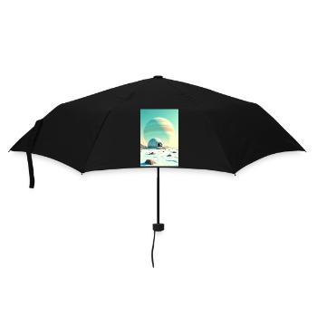 retro futuristic space landscapes 1960s aesthetic - Umbrella (small) - black - Front