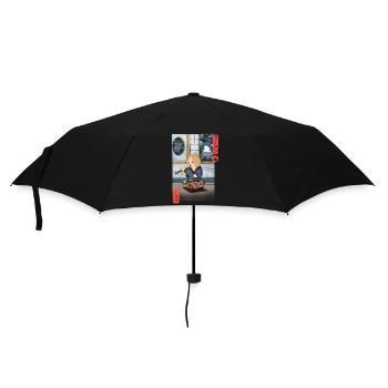 Kawaii Cat Eating Ramen Shirt - Umbrella (small) - black - Front