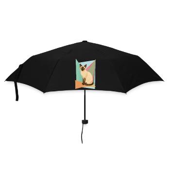 Elegant Siamese cat in geometry style - Umbrella (small) - black - Front