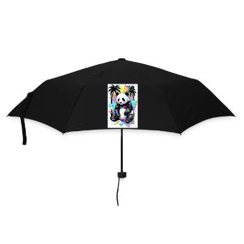 Panda - Regenschirm (klein) - Schwarz - Vorne