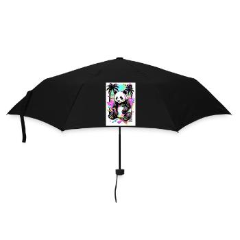 Panda - Regenschirm (klein) - Schwarz - Vorne