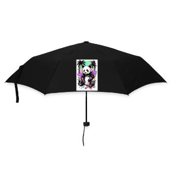 Panda - Regenschirm (klein) - Schwarz - Vorne