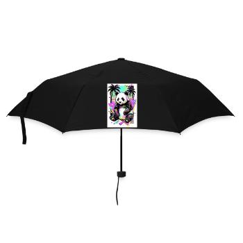 Panda - Regenschirm (klein) - Schwarz - Vorne